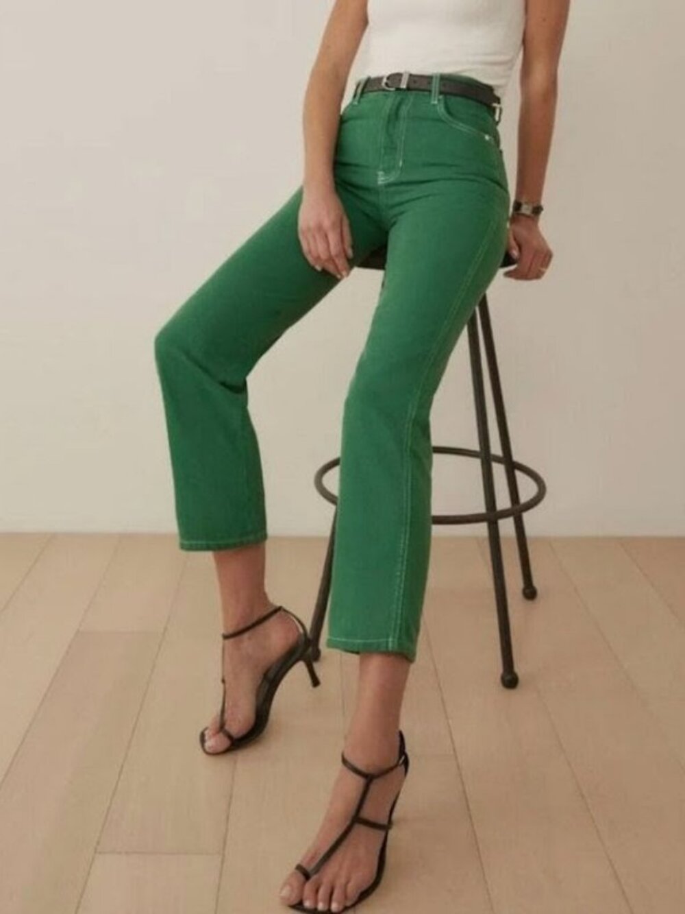 Reformation Cowboy High Rise Straight Leg Jeans Grass Wash Size 26